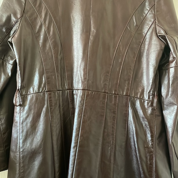 VINTAGE stunning burgundy deep red wine leather duster jacket 1970s - Picture 8 of 9